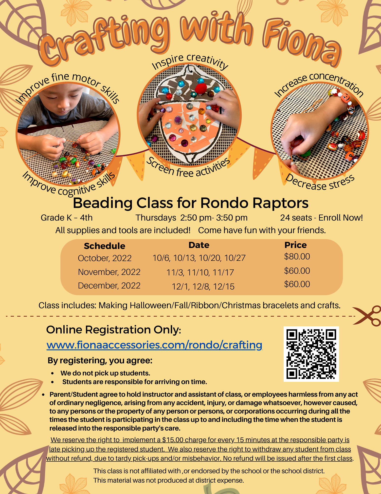 Crafting with Fiona-Beading Classes for Rondo Raptors