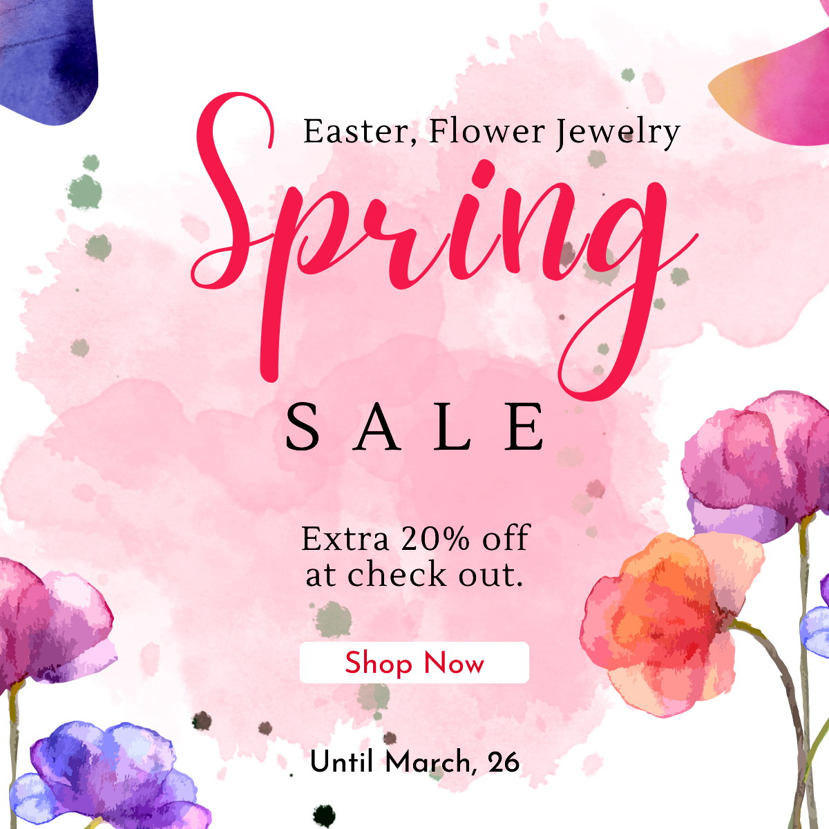 Fionaaccessories.com Spring Easter Flower Jewelry Sale Extra 20% OFF at Check out until Mar. 26, 2023.